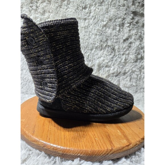 UGG Classic Cardy Button Knit Boots Womens Size 6 Brown Gold Sweater Boots 1876 - Picture 1 of 8